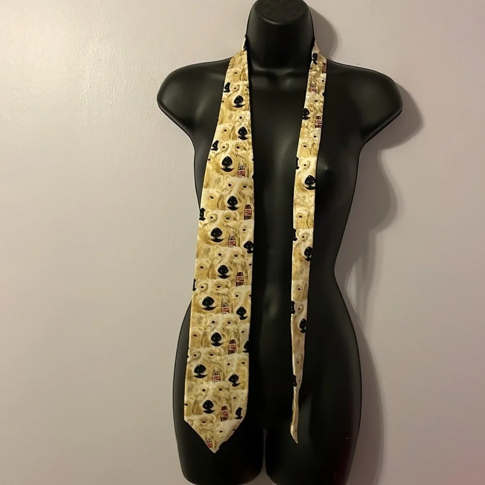 Coca Cola Polar Bear Head Face Silk Necktie Tie Made in USA Vintage